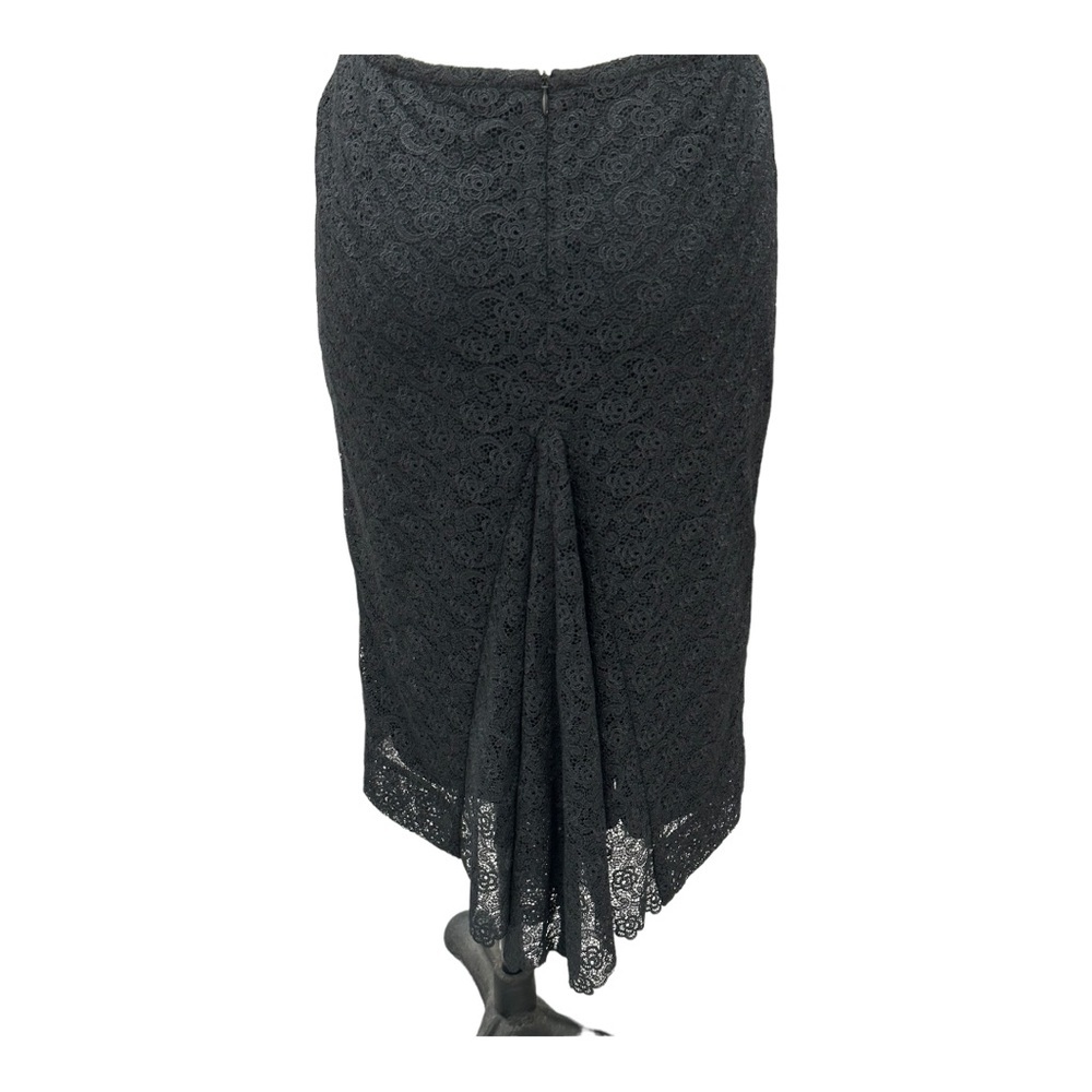 Aritzia Wolford black goth lace draped back pencil midi skirt